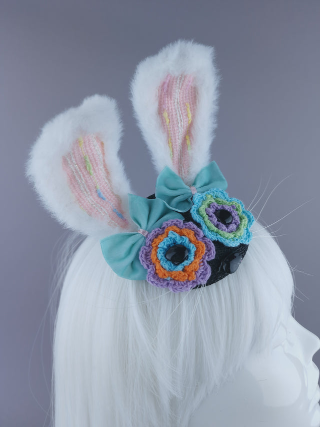 "Zinnia" Flower Eye Bunny Ear Mini Fascinator