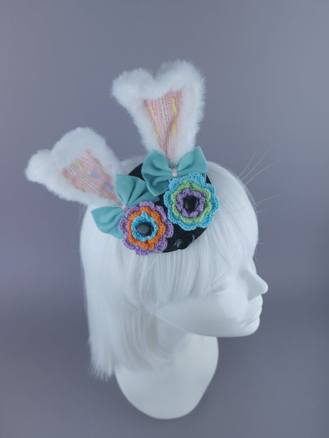 "Zinnia" Flower Eye Bunny Ear Mini Fascinator