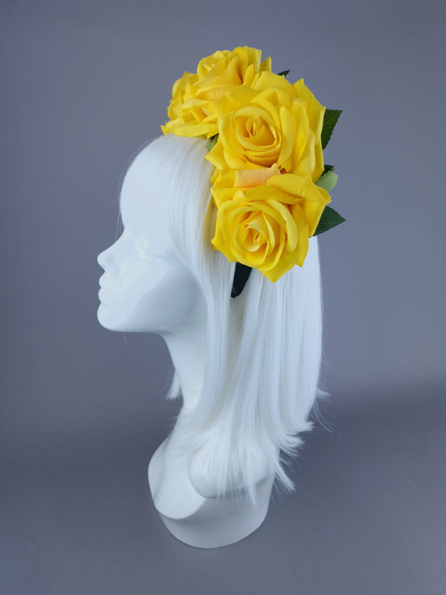 "Eva" Yellow Rose Flower Headdress & Neckpiece