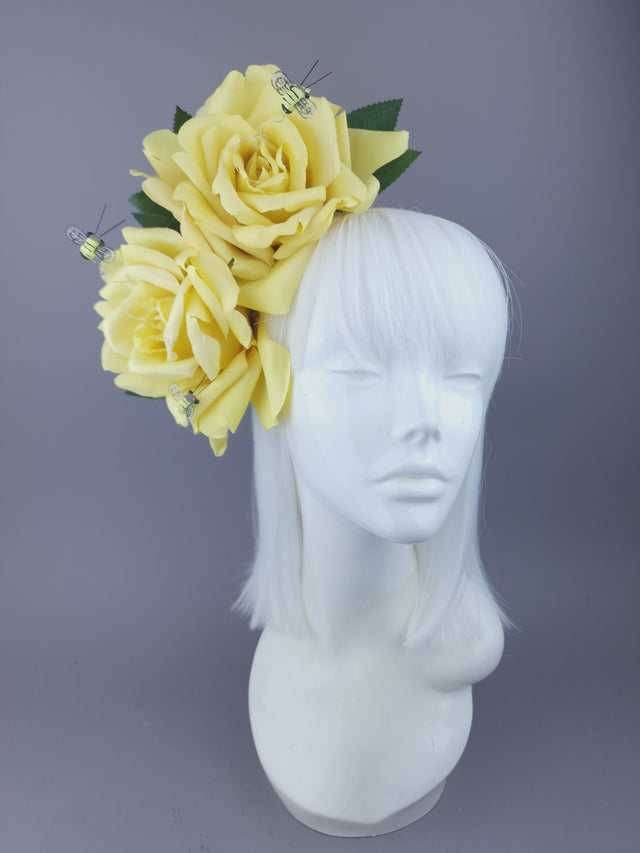 Yellow Rose & Bees Headpiece