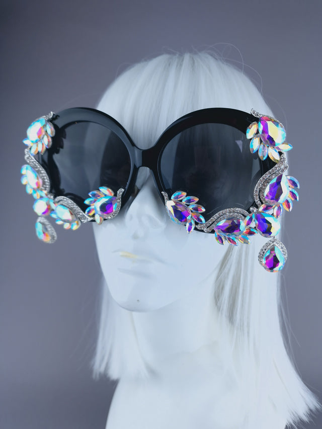 "Bright" Oversized Round Jewel Sunglasses