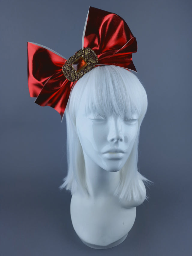 Red Metallic Bow & Jewel Xmas Headdress