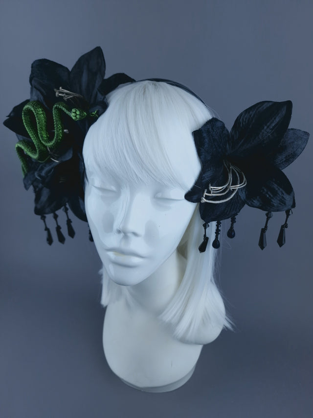 Black Flower Beading & Snake Headdress Fascinator