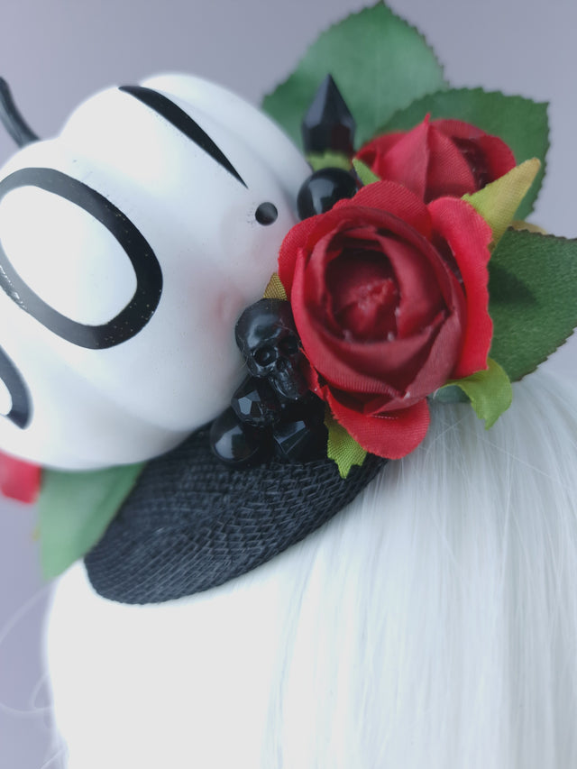 "Dreda" White Pumpkin, Ray & Roses Mini Fascinator