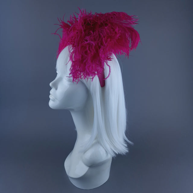 "Nomi" Pink Feather Headdress with Jewel