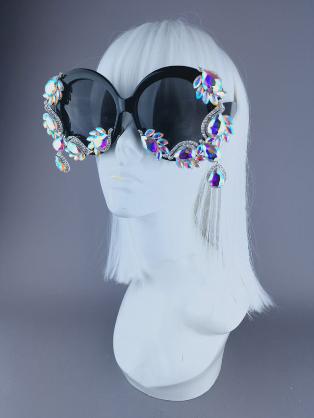 "Bright" Oversized Round Jewel Sunglasses