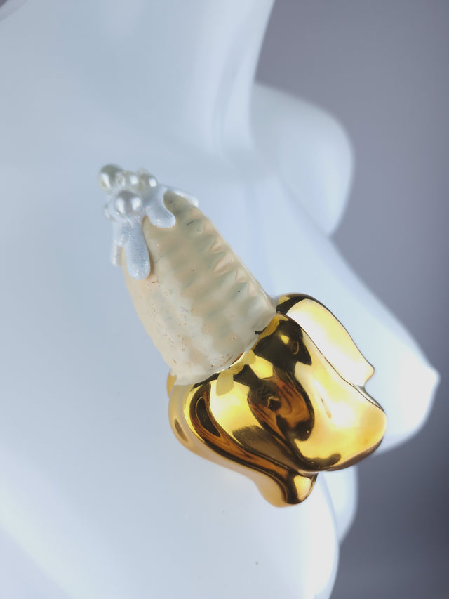 "Filthy Cute" Banana & Cream Brooch Jewellery