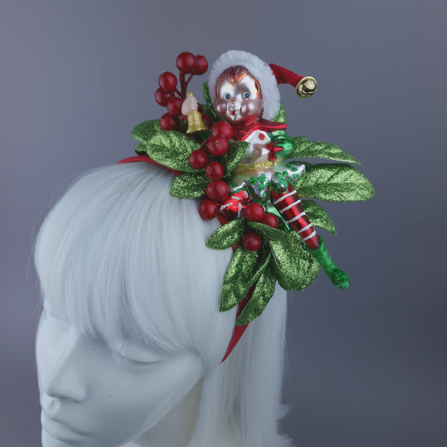 Elf, Berries & Glittered Leaves Xmas Headdress