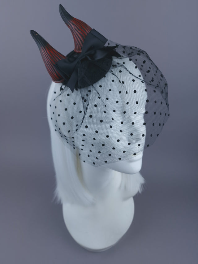 "Osiris" Devil Horn & Veil Mini Fascinator