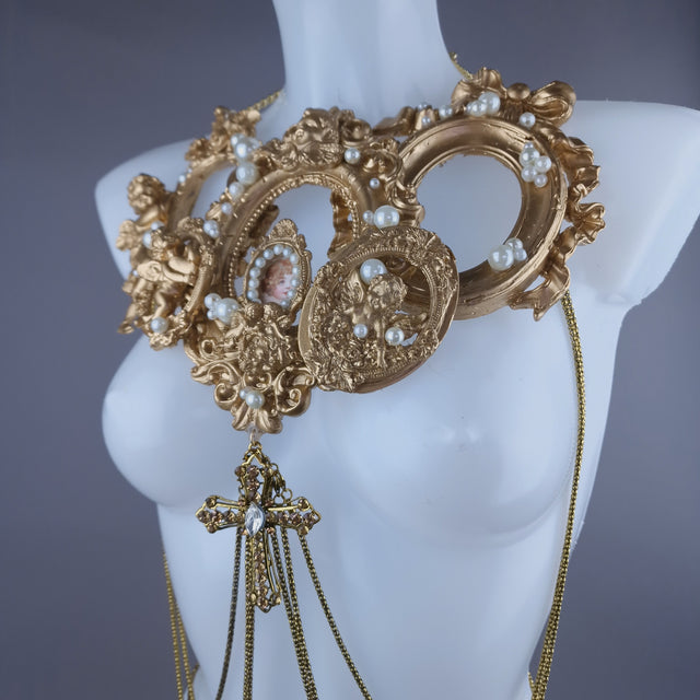 "Circe" Gold Filigree & Pearl Cherub Body Jewellery Harness