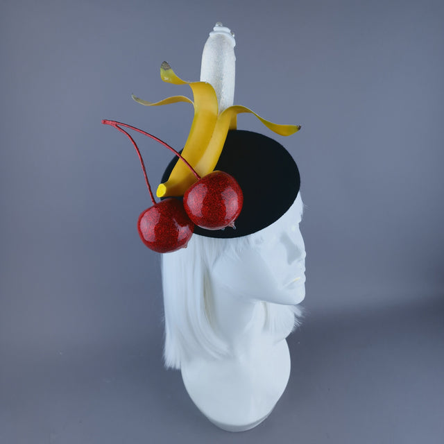 "Misbehave" Glittered Giant Cherries & Banana Food Fascinator Hat