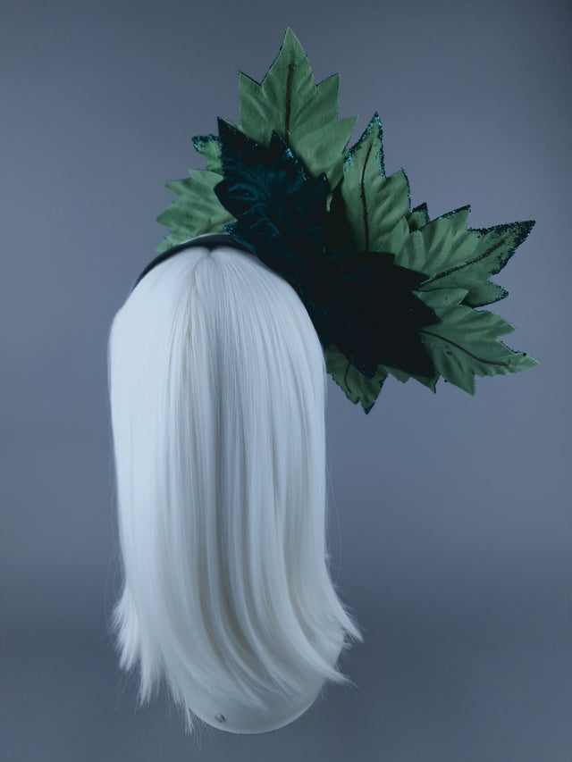 Dark Teal Green Poinsettia Xmas Headdress