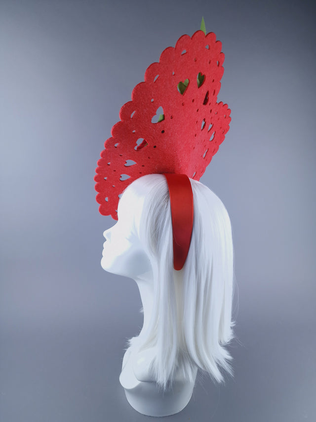 "Amora" Giant Red Heart & Roses Headdress