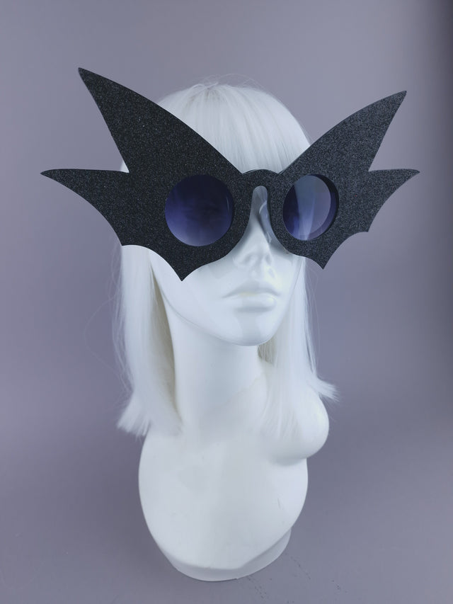 "Nerezza" Oversized Black Glitter Sunglasses
