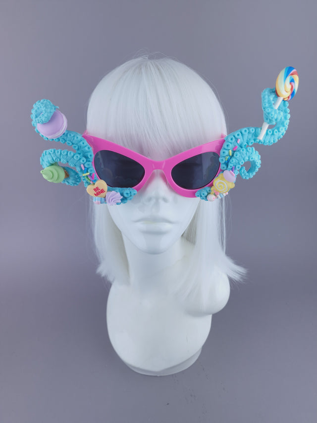 Pearls & Swine: Pastel Blue Tentacle Candy Sweets Sunglasses "Sugarie"