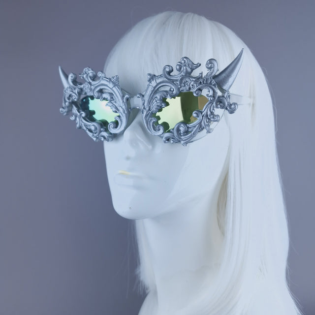 "Superbeast" Silver Filigree Ornate Devil Horn Sunglasses