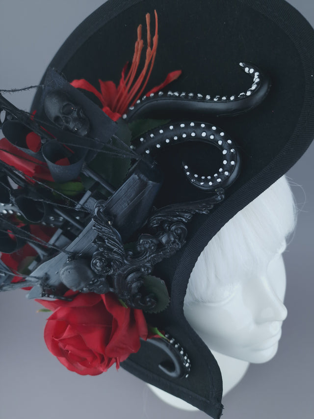 Pearls & Swine: Gothic Ship & Kraken Statement Hat "Demeter"