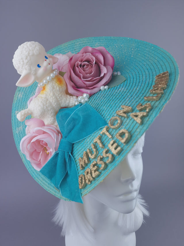 "Mutton Dressed As Lamb" Roses & Pearls Quote Hat