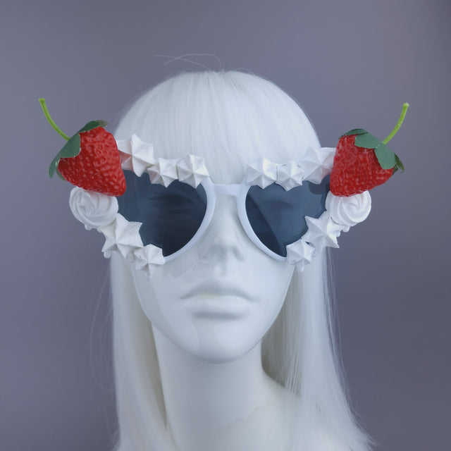 Pearls & Swine: Strawberries & Cream Heart-Shaped Sunglasses "SweetTreat"