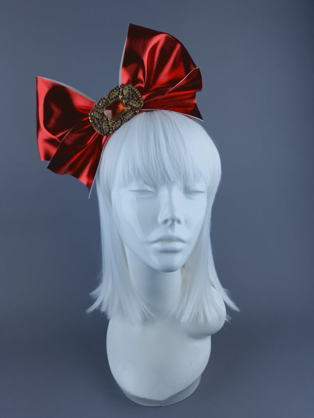 Red Metallic Bow & Jewel Xmas Headdress