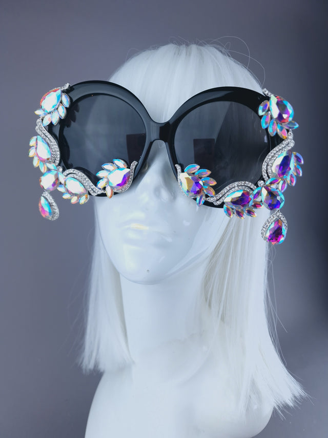 "Bright" Oversized Round Jewel Sunglasses