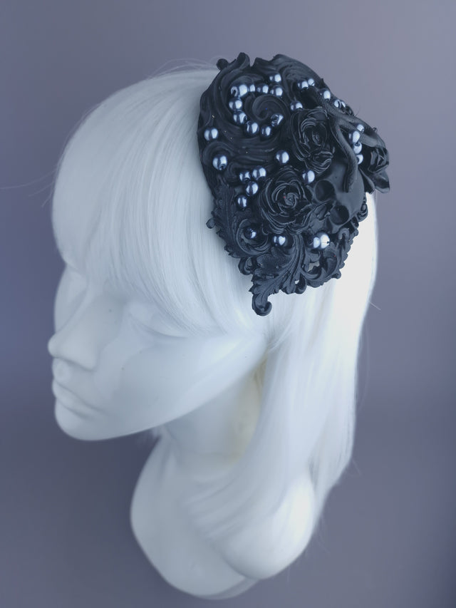"Deathe" Black Filigree Mini Fascinator