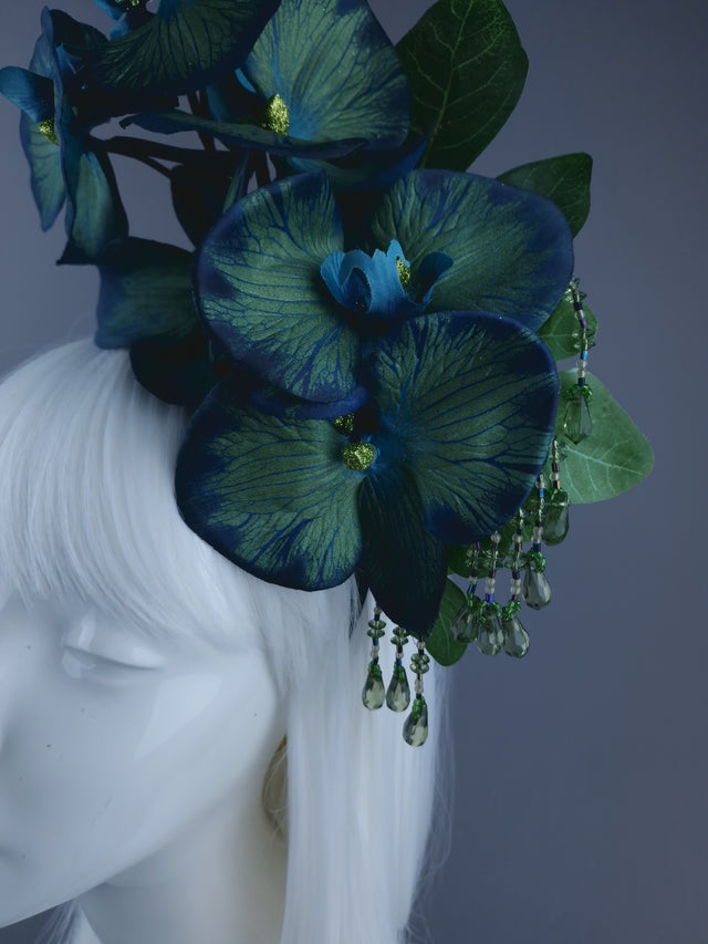 Blue Green Orchid Xmas Headdress