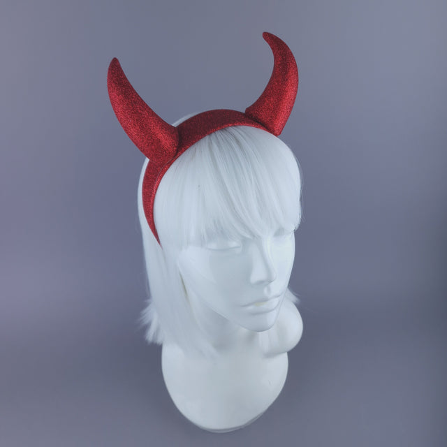 "Demonique" Large Red Glitter Devil Horn Headpiece
