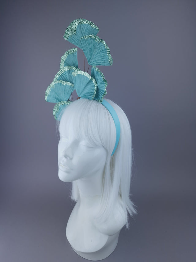 "Kaito" Pastel Blue Ginkgo Leaf Headdress