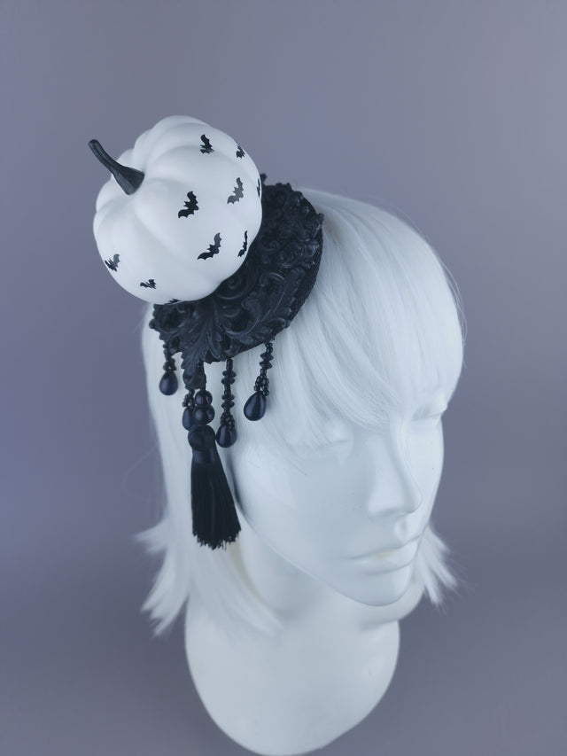 "Empusa" Mini Pumpkin, Filigree & Tassle Fascinator