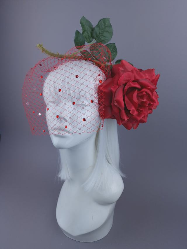 Pearls & Swine: Headdress Red Rose Veil