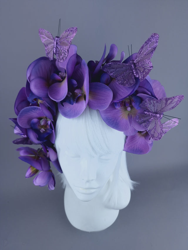 "Badriyah" Purple Orchid & Butterfly Headdress