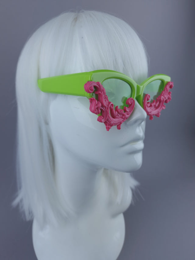 Pearls & Swine: Pink & Green Sunglasses - LIMITED EDITION