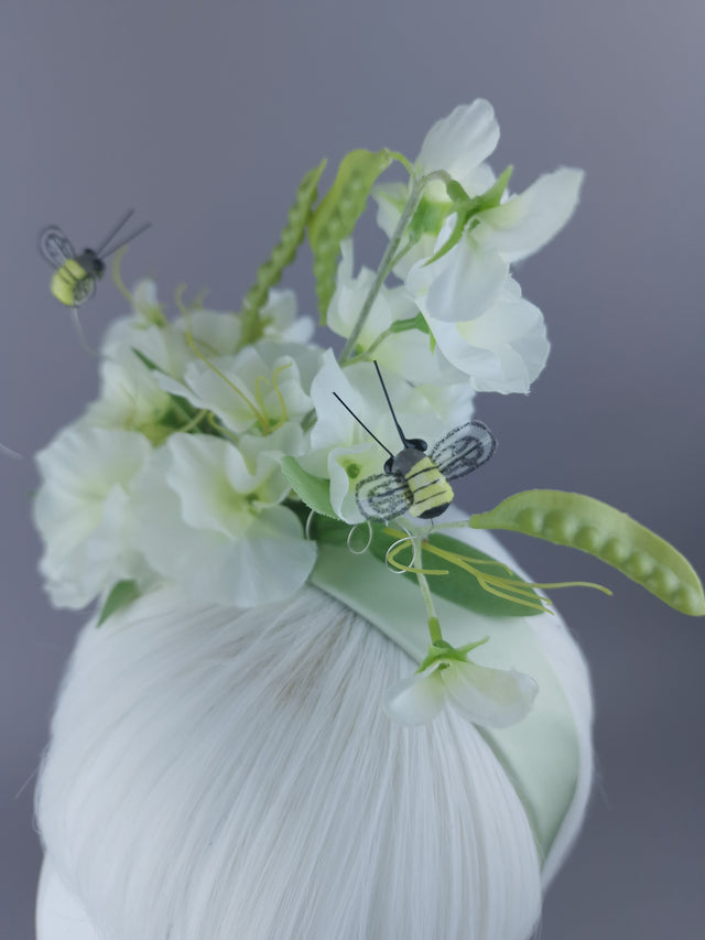 "Sweetpea" Sweet Pea Flowers, Pods & Bees Headdress