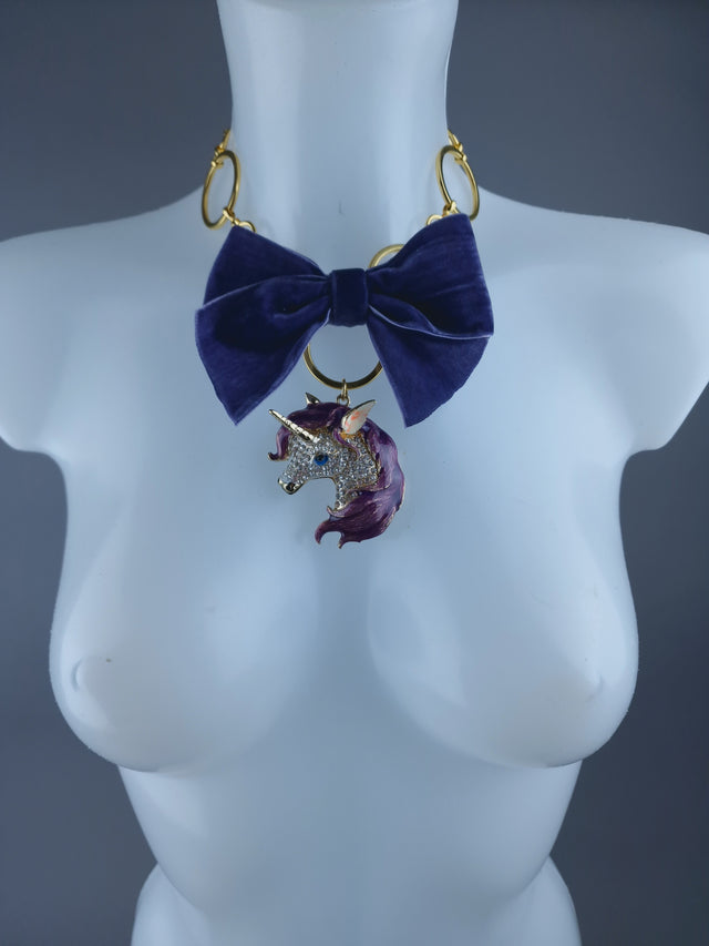 Gold Ring, Purple Bow & Unicorn Necklace Jewellery