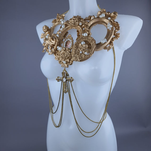 "Circe" Gold Filigree & Pearl Cherub Body Jewellery Harness