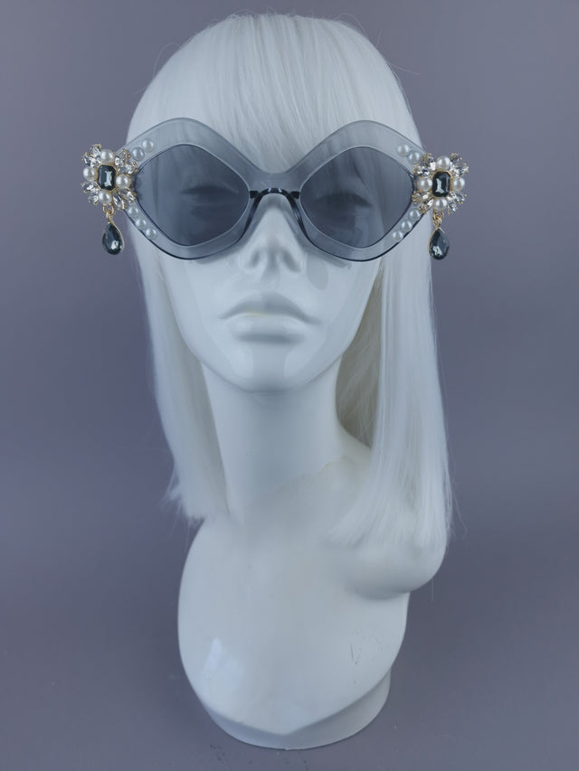 Pearls & Swine: Grey Sunglasses with Jewels - LIMITED EDITION