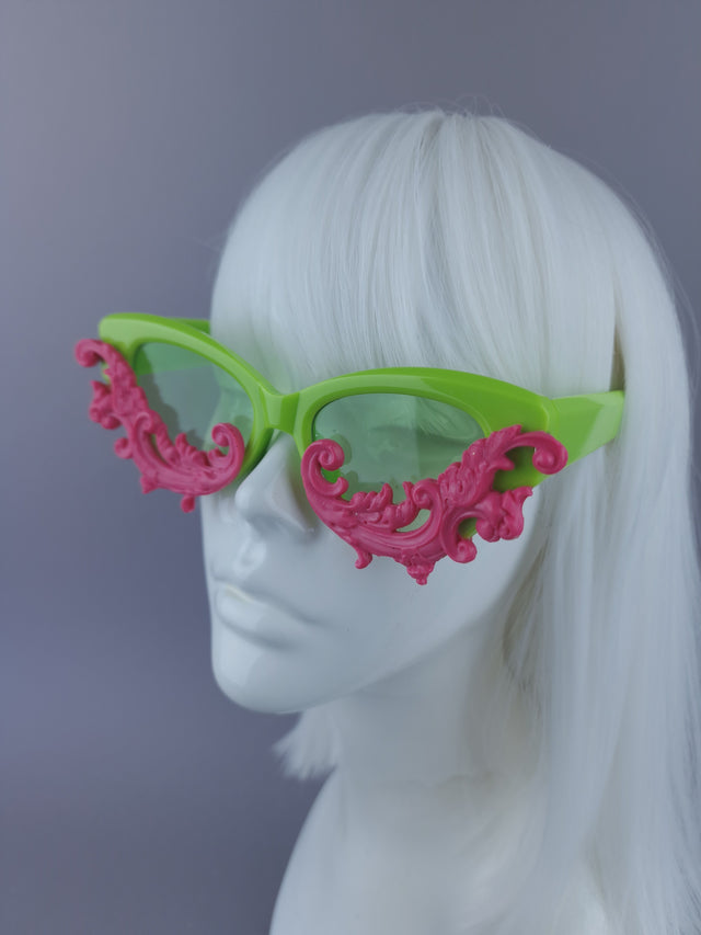 Pearls & Swine: Pink & Green Sunglasses - LIMITED EDITION