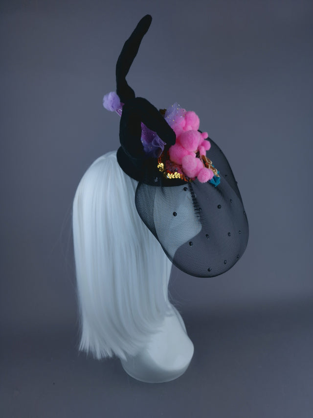 "Bunnie" Dollface Fascinator Hat with Veil