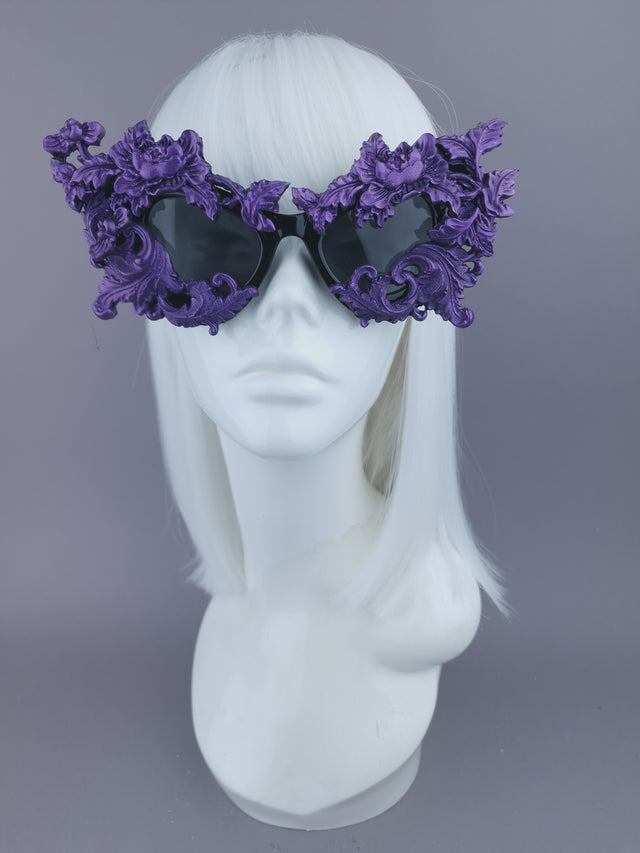 Pearls & Swine: Purple Filigree Cat Eye Sunglasses "Lamia"