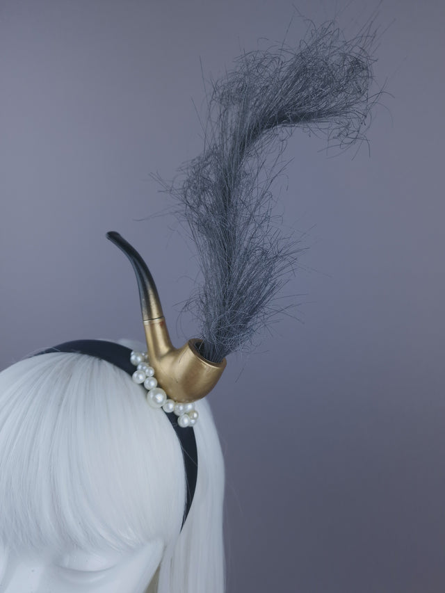 "This is Not a Pipe" Pearl & Smoke Headpiece