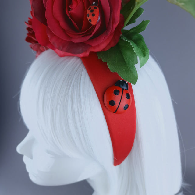 "Buggg" Red Rose & Ladybird Flower Headdress
