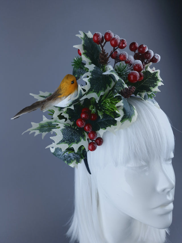 Robin & Snow Holly Xmas Headdress