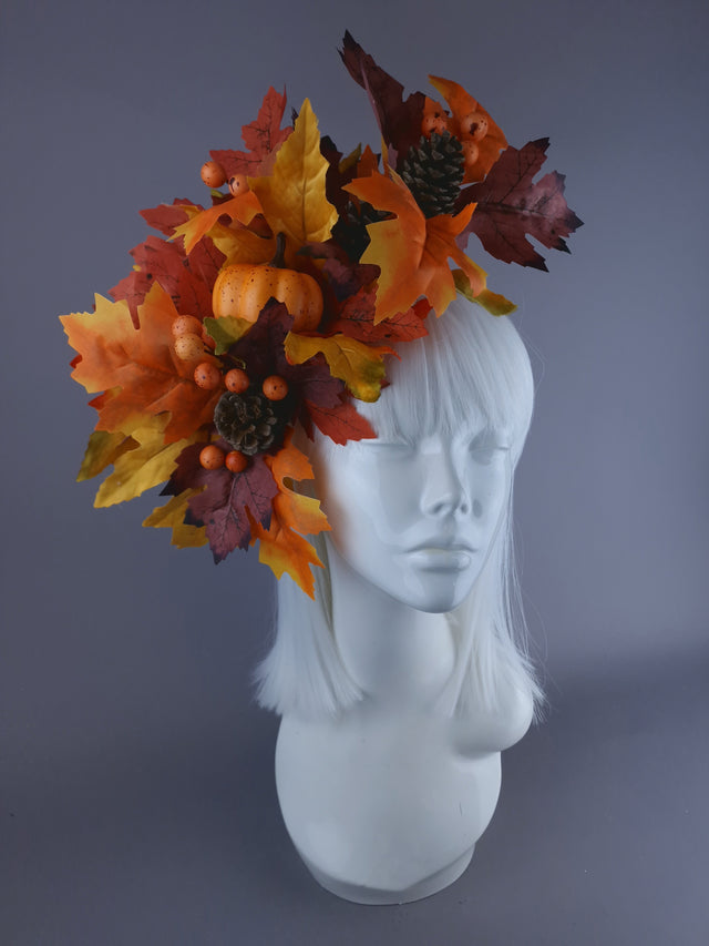 "Fall" Autumn Leaf & Pumpkin Headdress