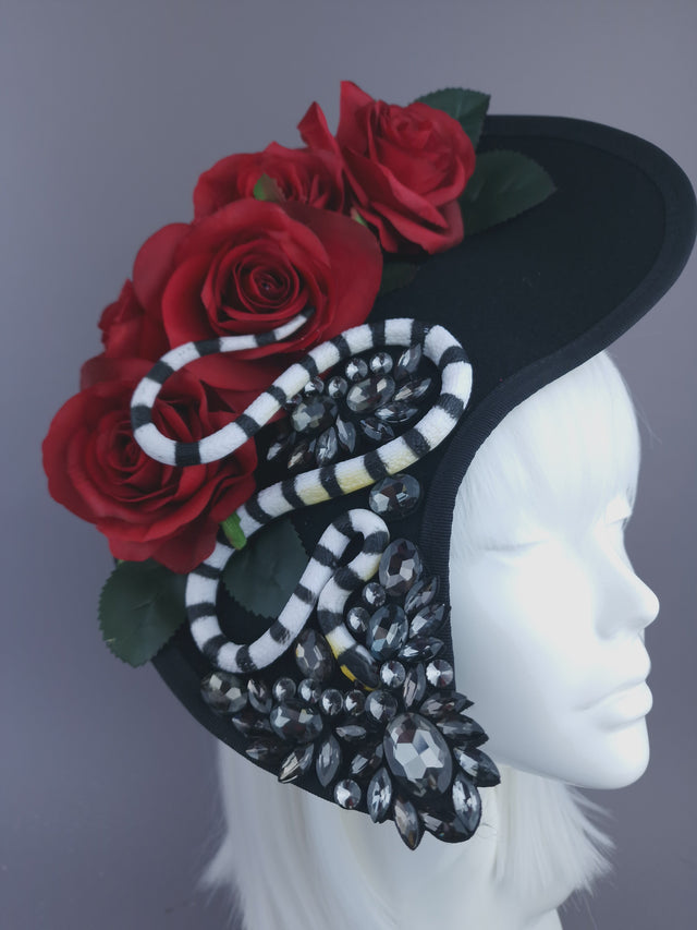 Pearls & Swine: Statement Red Rose Snake Hat