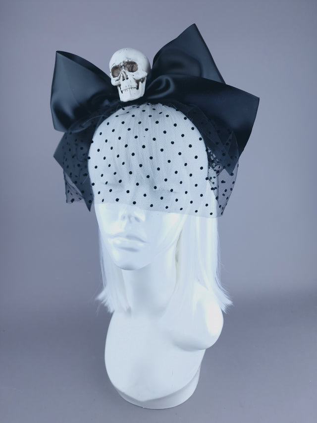 "Dead Cute" Skull & Bow Veil Headdress