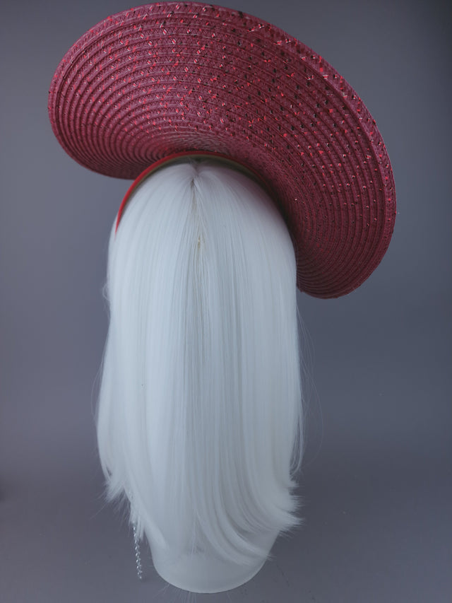 Pearls & Swine: Bespoke Commission Wimbledon Strawberries & Cream Hat with Tennis Ball & Racket Necklace