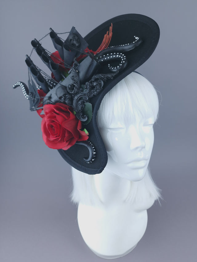 Pearls & Swine: Gothic Ship & Kraken Statement Hat "Demeter"