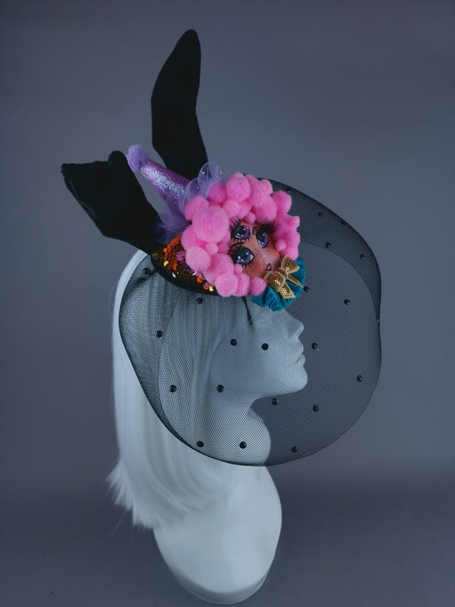 "Bunnie" Dollface Fascinator Hat with Veil