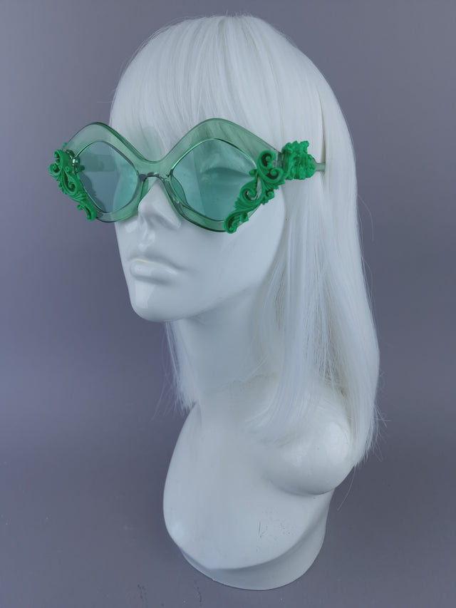 Pearls & Swine: Green Filigree Sunglasses - LIMITED EDITION
